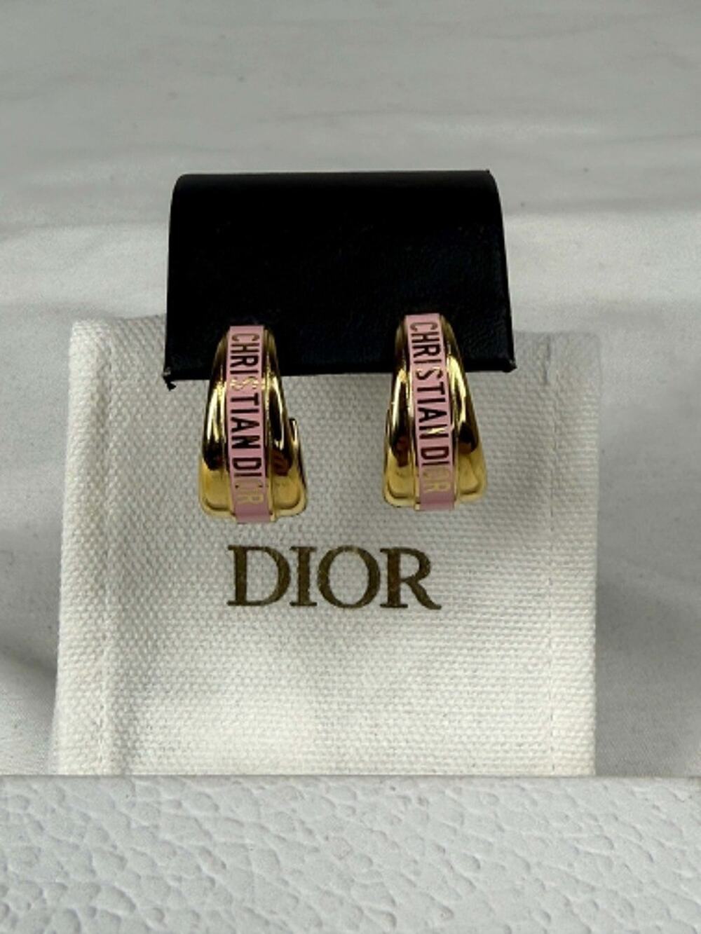 Christian Dior Code Earring Gold-Finish Metal and Pink Lacquer SPB-JB 367499